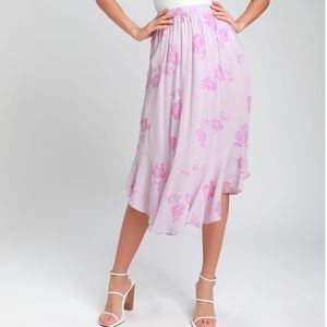 Pink Floral Midi Skirt Amuse Society